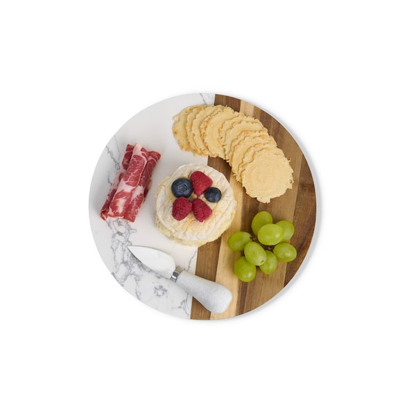 Maison Du Fromage Round Cultured Marble & Acacia Wood Cheese Board